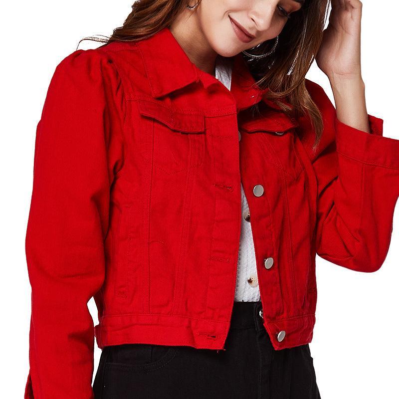 Alex Women Casual Red Jean High Quality Cotton Jacket - Vestir en Moda