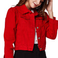 Alex Women Casual Red Jean High Quality Cotton Jacket - Vestir en Moda