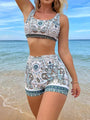 Alexa Printed Two Piece Bikini Crop With High Waist Swimming Wear - Vestir en Moda