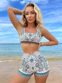 Alexa Printed Two Piece Bikini Crop With High Waist Swimming Wear - Vestir en Moda