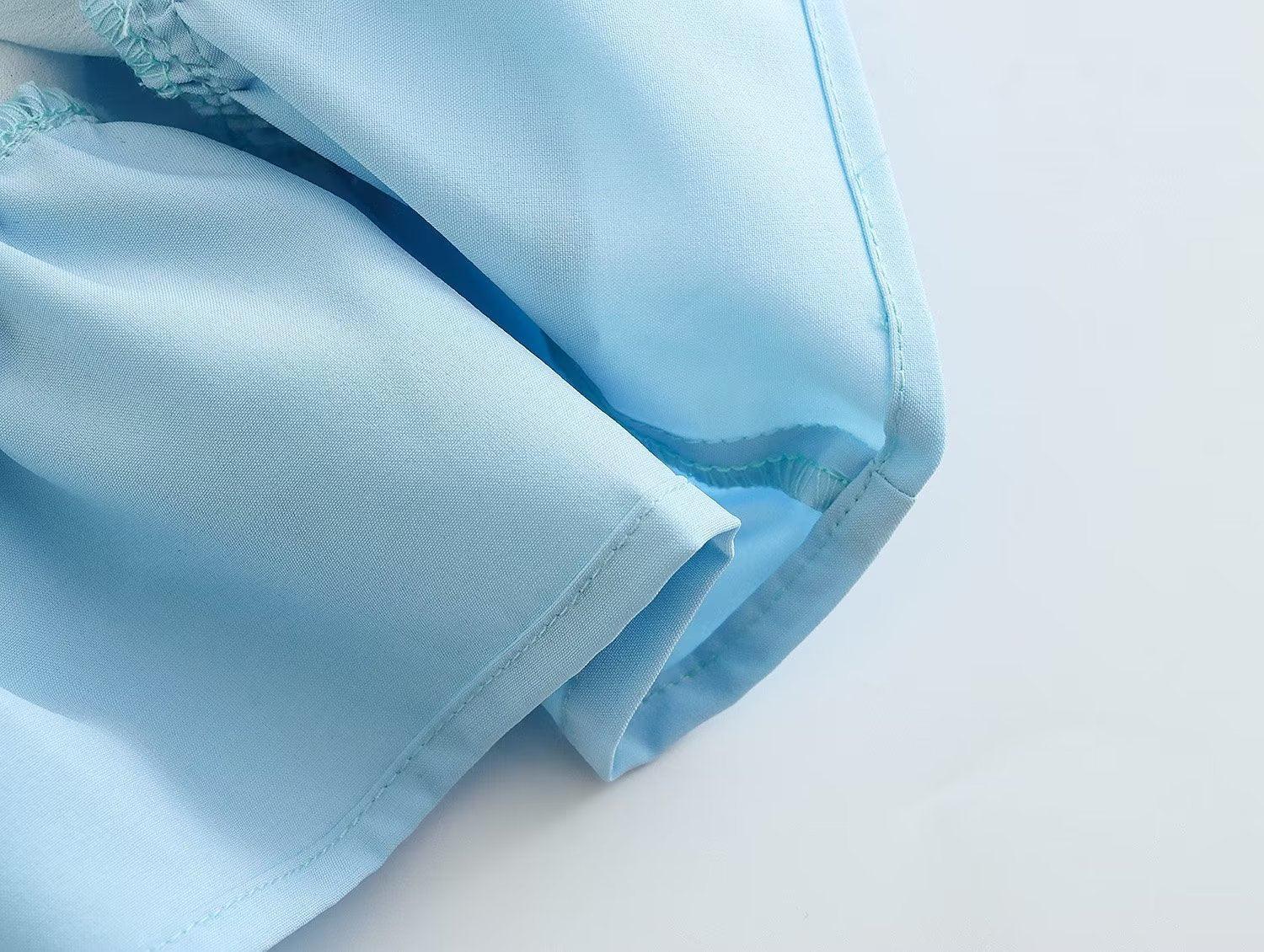 alexandra Color Square Collar Pullover Pleated Long Sleeve Short Dresses - Vestir en Moda