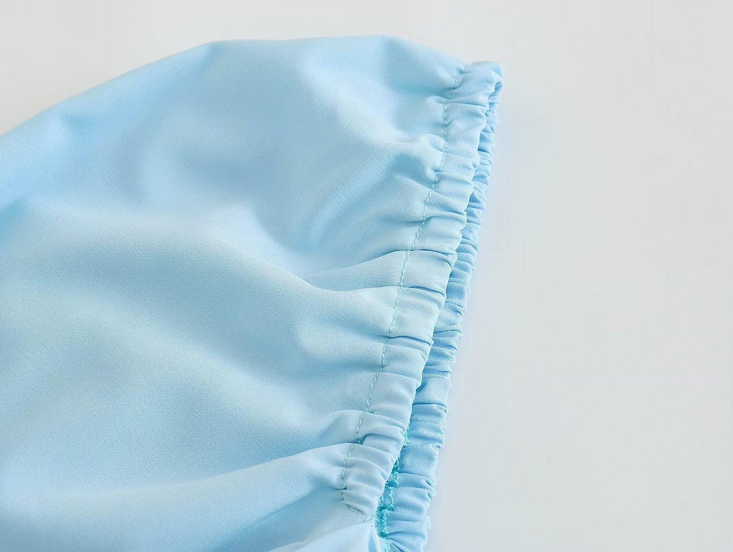 alexandra Color Square Collar Pullover Pleated Long Sleeve Short Dresses - Vestir en Moda