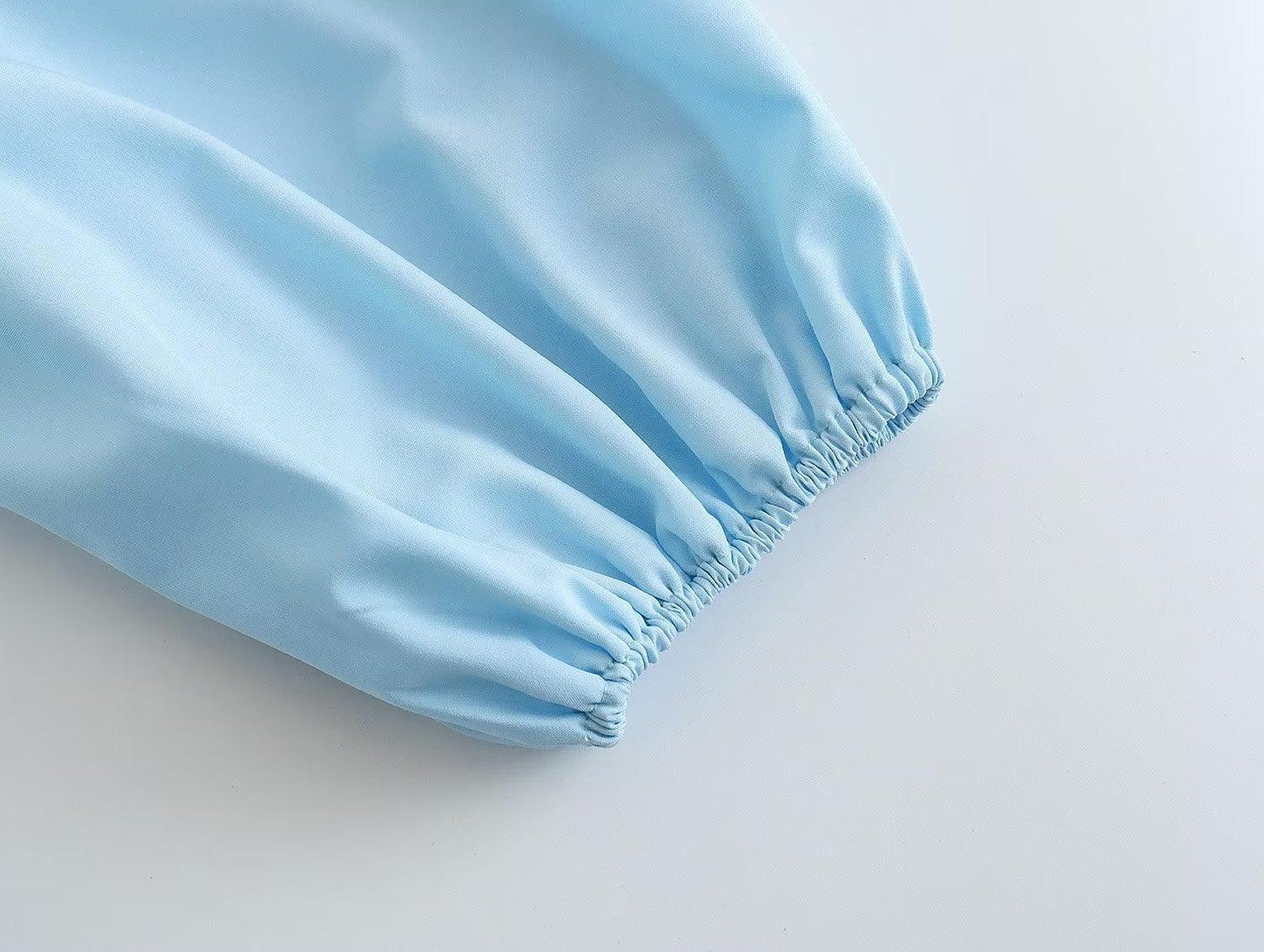 alexandra Color Square Collar Pullover Pleated Long Sleeve Short Dresses - Vestir en Moda