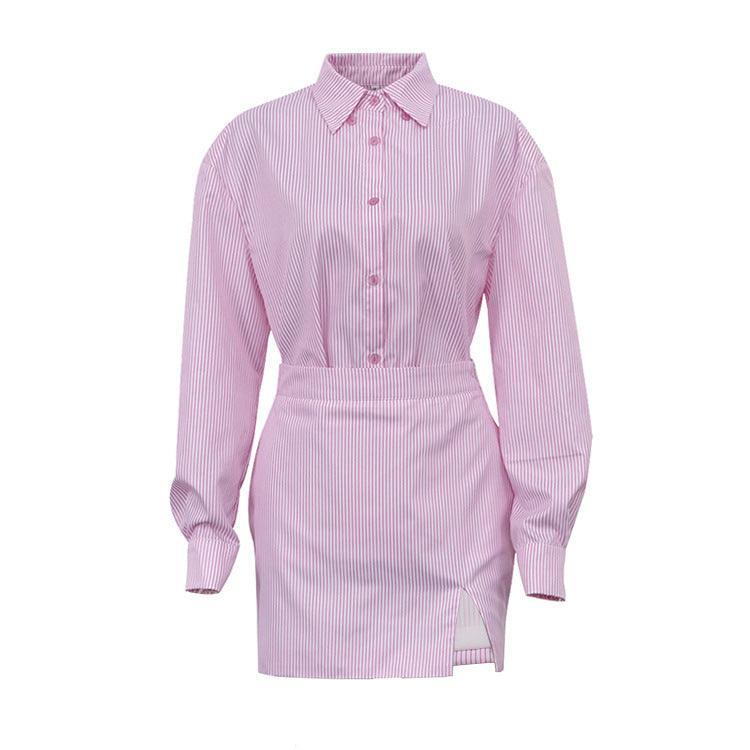 Alice Clothing Collared Long Office High Quality Cotton Set - Vestir en Moda