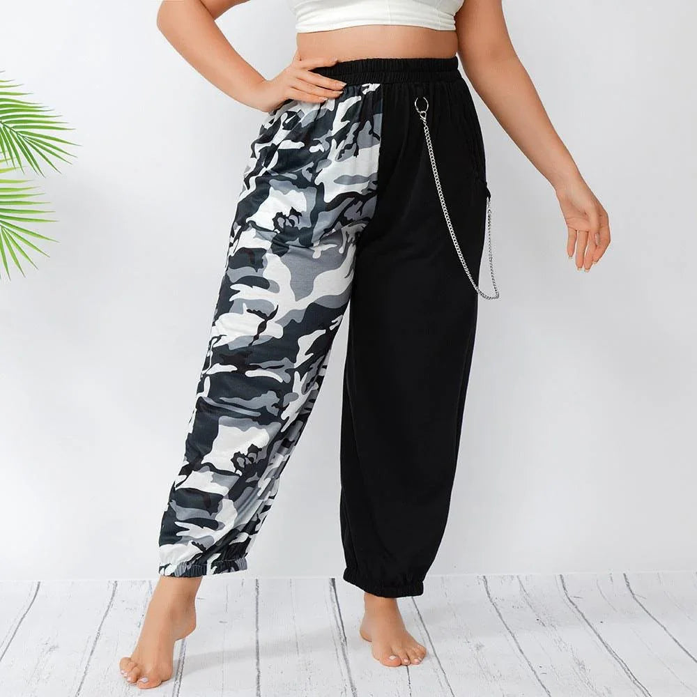 Alina Plus Size Trendy Ankle Tied Harem Summer Street Camouflage Pants - Vestir en Moda