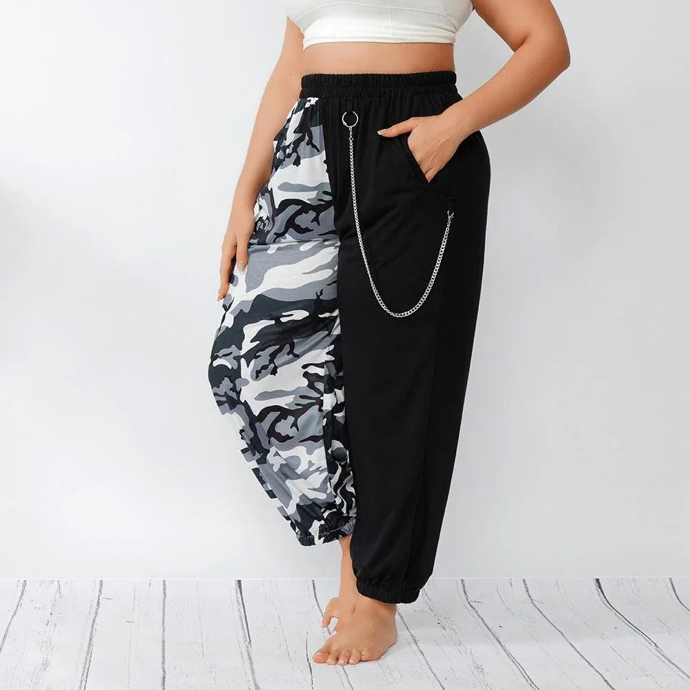 Alina Plus Size Trendy Ankle Tied Harem Summer Street Camouflage Pants - Vestir en Moda