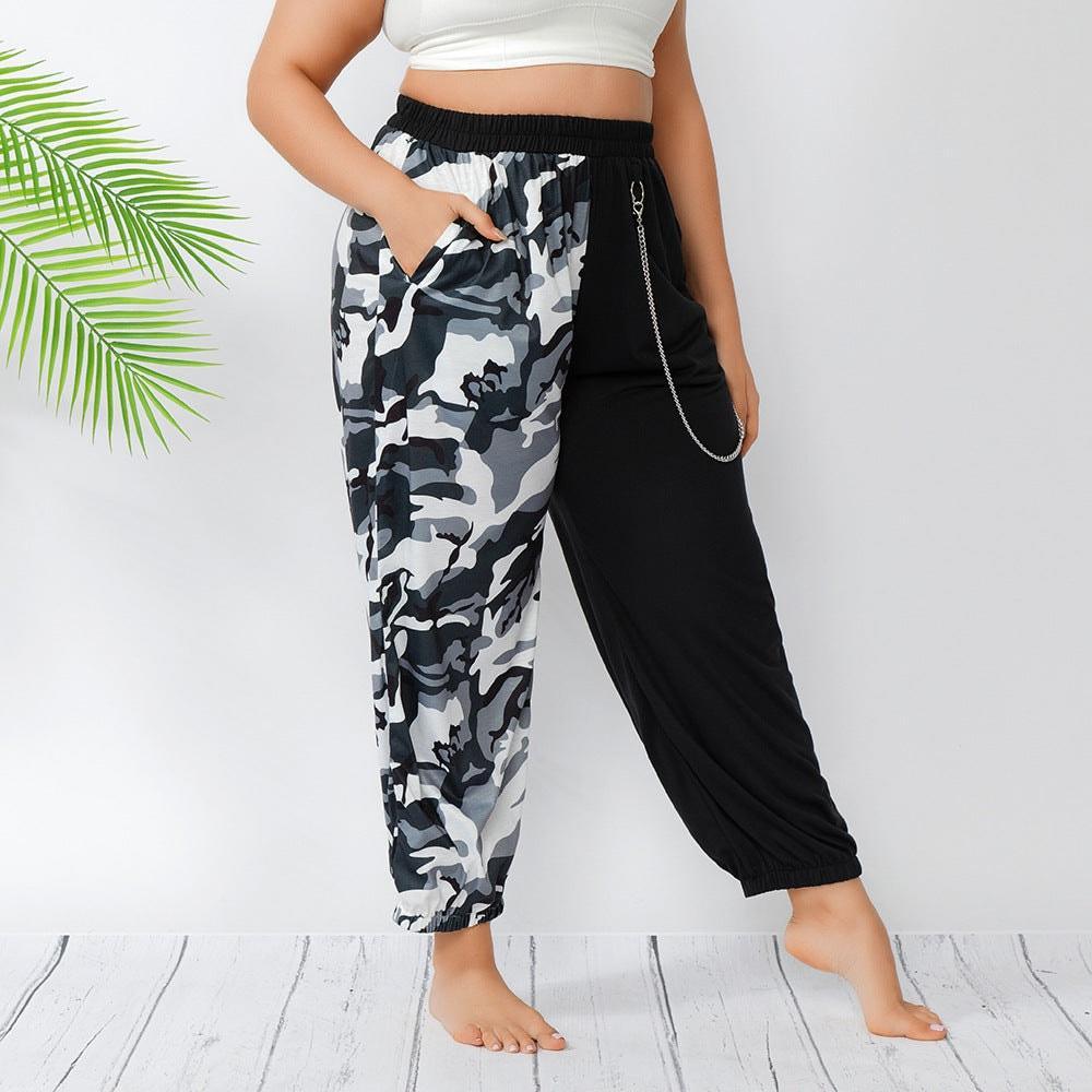 Alina Plus Size Trendy Ankle Tied Harem Summer Street Camouflage Pants - Vestir en Moda