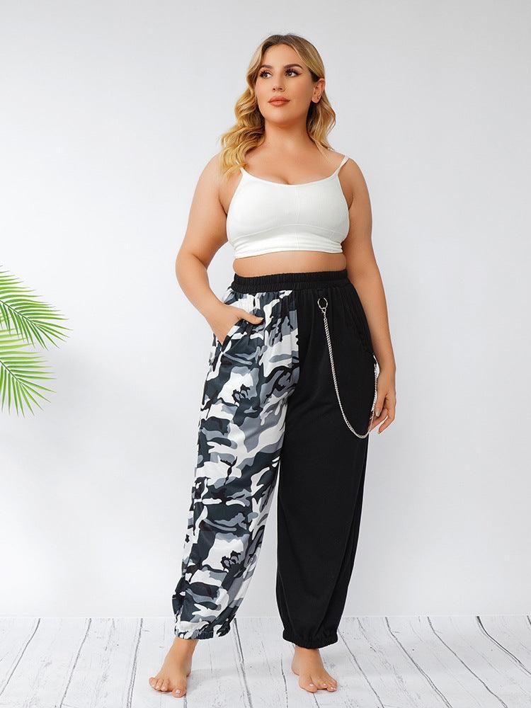 Alina Plus Size Trendy Ankle Tied Harem Summer Street Camouflage Pants - Vestir en Moda