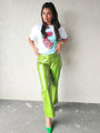 Alison Fashion High Waist PU Leather Candy Color Casual Pants - Vestir en Moda