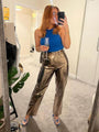 Alison Fashion High Waist PU Leather Candy Color Casual Pants - Vestir en Moda