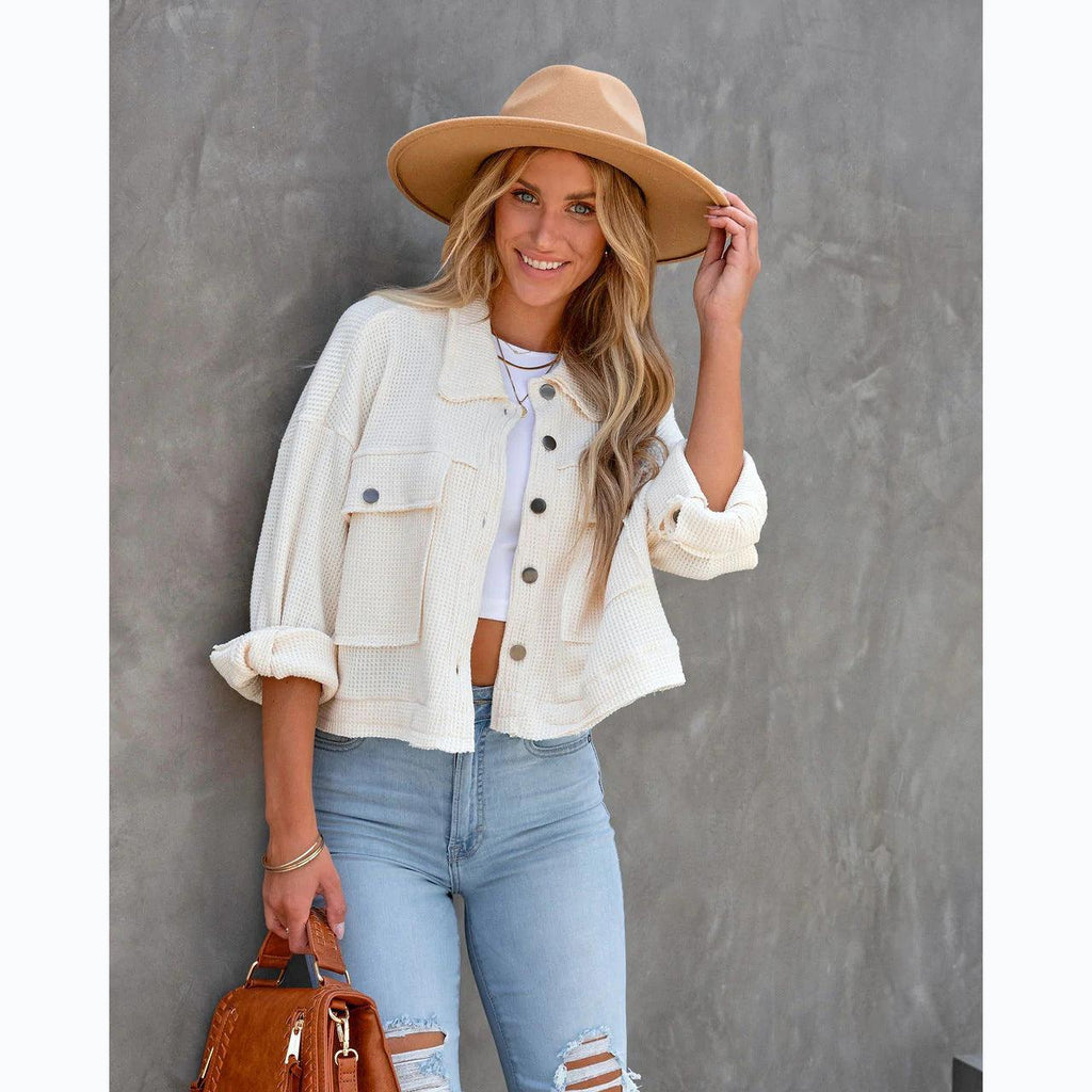 Alison Sexy Loose Solid Casual Shacket Winter Jacket - Vestir en Moda