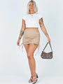 Alora Solid Color Ruched Drawstring High Waist Mini Skirt - Vestir en Moda