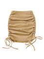 Alora Solid Color Ruched Drawstring High Waist Mini Skirt - Vestir en Moda