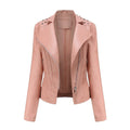 Amalia Regular Beading Zipper Faux Leather Jacket - Vestir en Moda