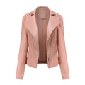 Amalia Regular Beading Zipper Faux Leather Jacket - Vestir en Moda
