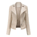Amalia Regular Beading Zipper Faux Leather Jacket - Vestir en Moda