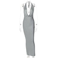 Amanda Sexy V neck Halter Backless Slim Sleeveless Dress - Vestir en Moda