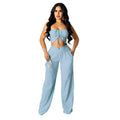 Amari Bow Suspenders Tube Solid Color Sexy Two Piece Suit - Vestir en Moda