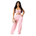Amari Bow Suspenders Tube Solid Color Sexy Two Piece Suit - Vestir en Moda