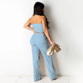 Amari Bow Suspenders Tube Solid Color Sexy Two Piece Suit - Vestir en Moda