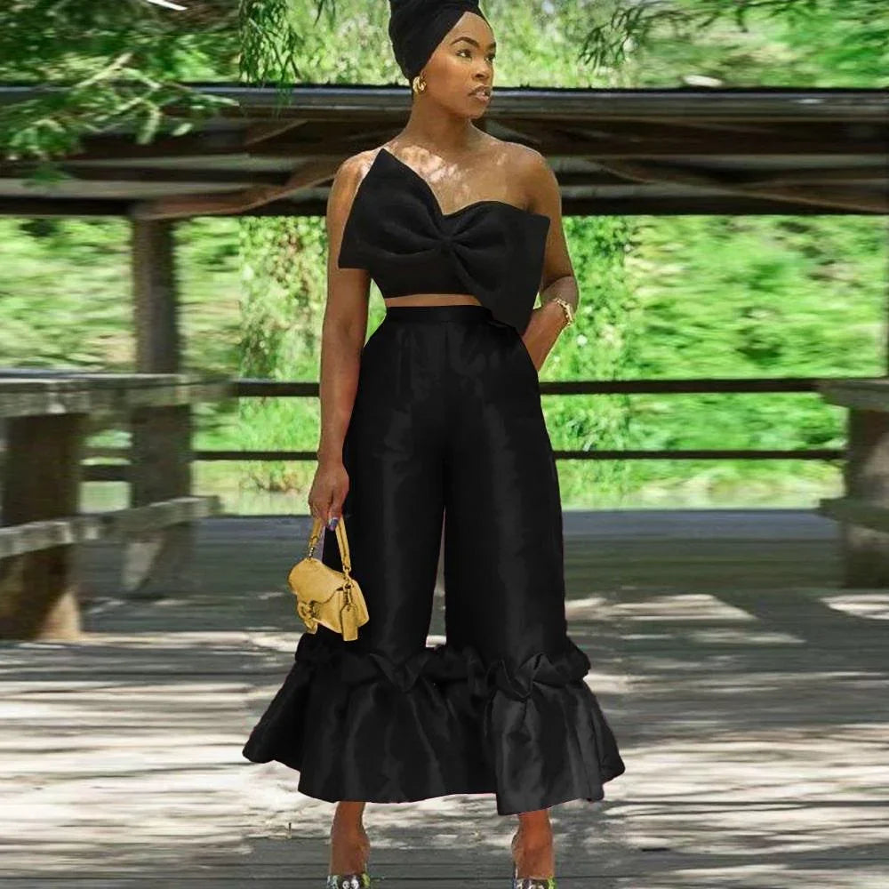Amelia Sexy Bow Tube Modern Look Loose Two Piece Set - Vestir en Moda