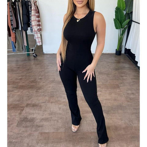 Ana Comfortable Sleeveless Zipper Micro Pull Jumpsuit