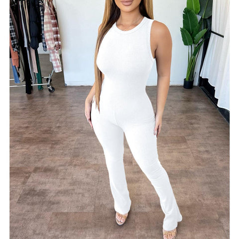 Ana Comfortable Sleeveless Zipper Micro Pull Jumpsuit