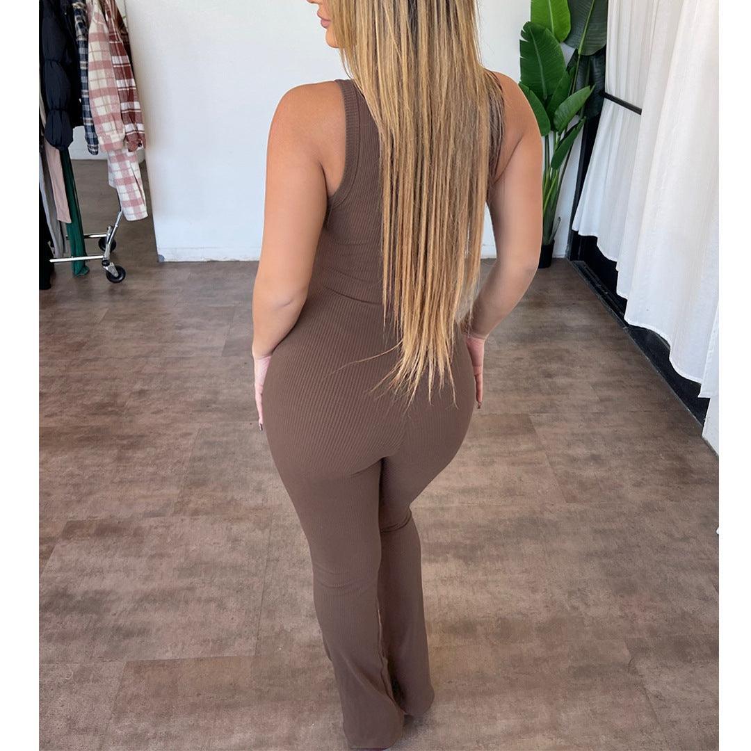 Ana Comfortable Sleeveless Zipper Micro Pull Jumpsuit - Vestir en Moda