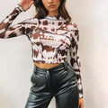 Ana round Neck Slim Fit Patchwork Tops - Vestir en Moda