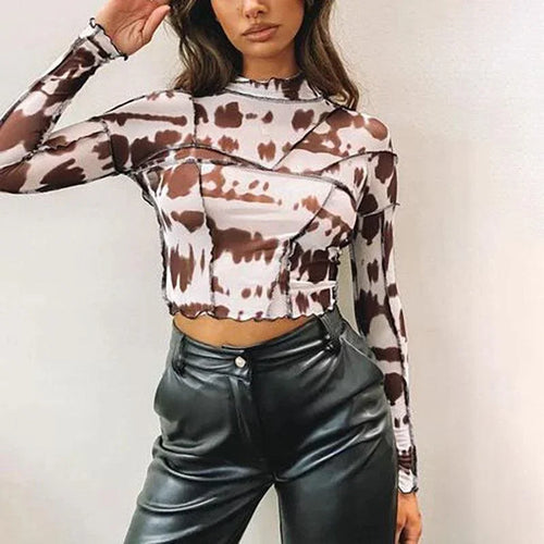 Ana round Neck Slim Fit Patchwork Tops - Vestir en Moda