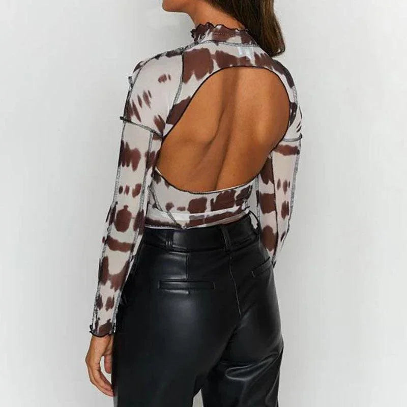 Ana round Neck Slim Fit Patchwork Tops - Vestir en Moda