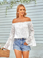 Angela off Shoulder Long Sleeve Chiffon Blouse - Vestir en Moda
