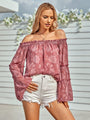 Angela off Shoulder Long Sleeve Chiffon Blouse - Vestir en Moda