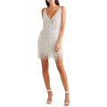 Angela Smith Sexy Tassel V-neck Slim Sequin Mini Dress - Vestir en Moda