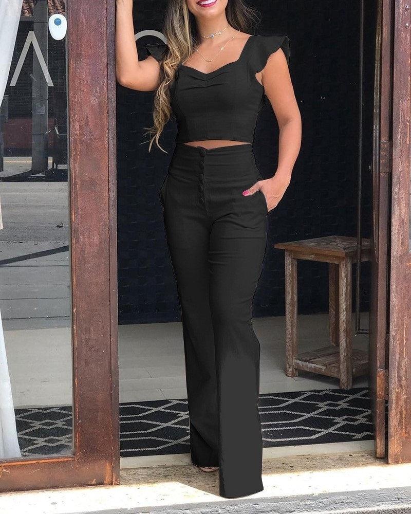 Anne Slim High Waist Long Temperament Sexy Two Piece Set - Vestir en Moda