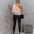 Annie Satin Top Oblique Shoulder Blouse - Vestir en Moda