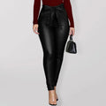 Ari Slim Fit Sexy Tie Belt PU Faux Leather Pants - Vestir en Moda