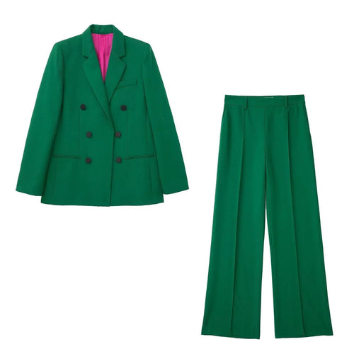 Aria Solid Color Double Breasted Two Piece Sets - Vestir en Moda
