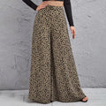 Arianna Loose High Waist Leopard Printed Draping Wide Leg Trousers - Vestir en Moda