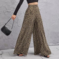 Arianna Loose High Waist Leopard Printed Draping Wide Leg Trousers - Vestir en Moda