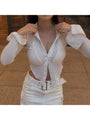 Ashely Ruched Irregular Short Sleeve Shirt - Vestir en Moda