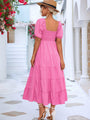 Ashley Smocked Square Neck Tiered Dresses - Vestir en Moda