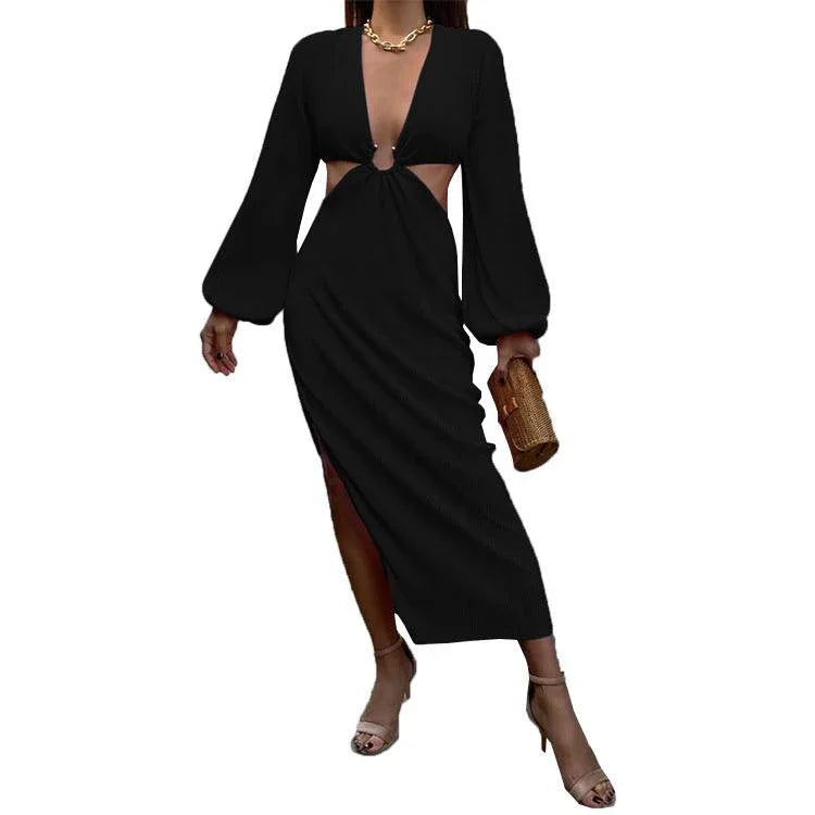 Ashlie Women Wear Long Sleeve Cropped Outfit Sexy Slit Dresses - Vestir en Moda