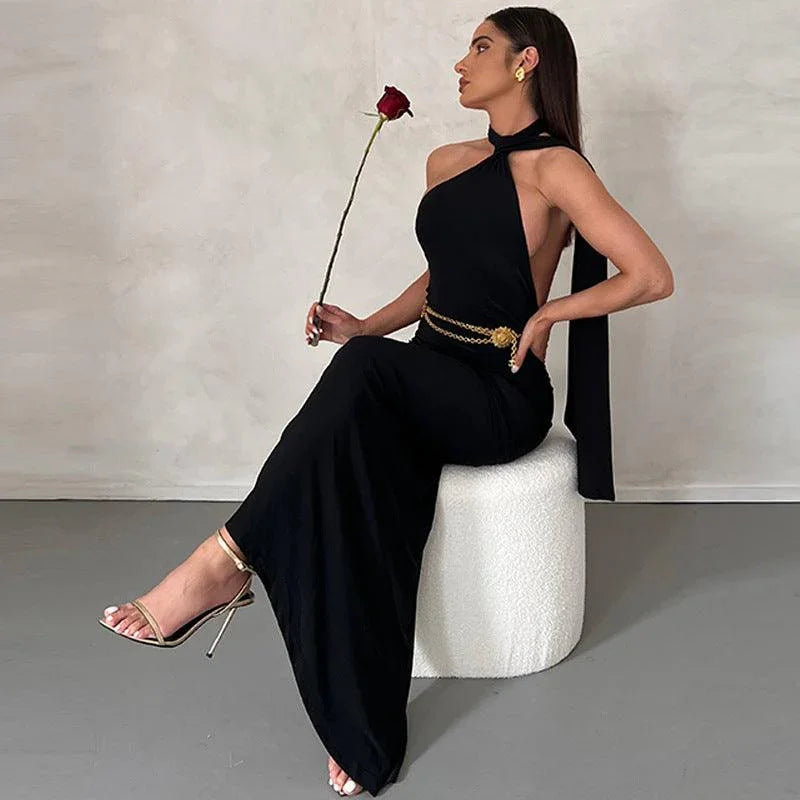 Athena Scarf Sleeveless Backless Sexy Tight Ruffle Hip Dress - Vestir en Moda