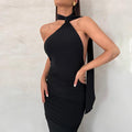 Athena Scarf Sleeveless Backless Sexy Tight Ruffle Hip Dress - Vestir en Moda