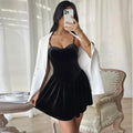 Audry Sexy Party Velvet Spaghetti Straps Tuxedo Comfy Dress - Vestir en Moda