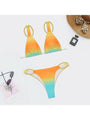 Aurora Gradient Color New V Neck Cropped Sleeveless Tie Wrap Bikini - Vestir en Moda