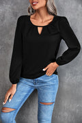 Ava Clothing Solid Color Classic Casual Pleated Blouse - Vestir en Moda