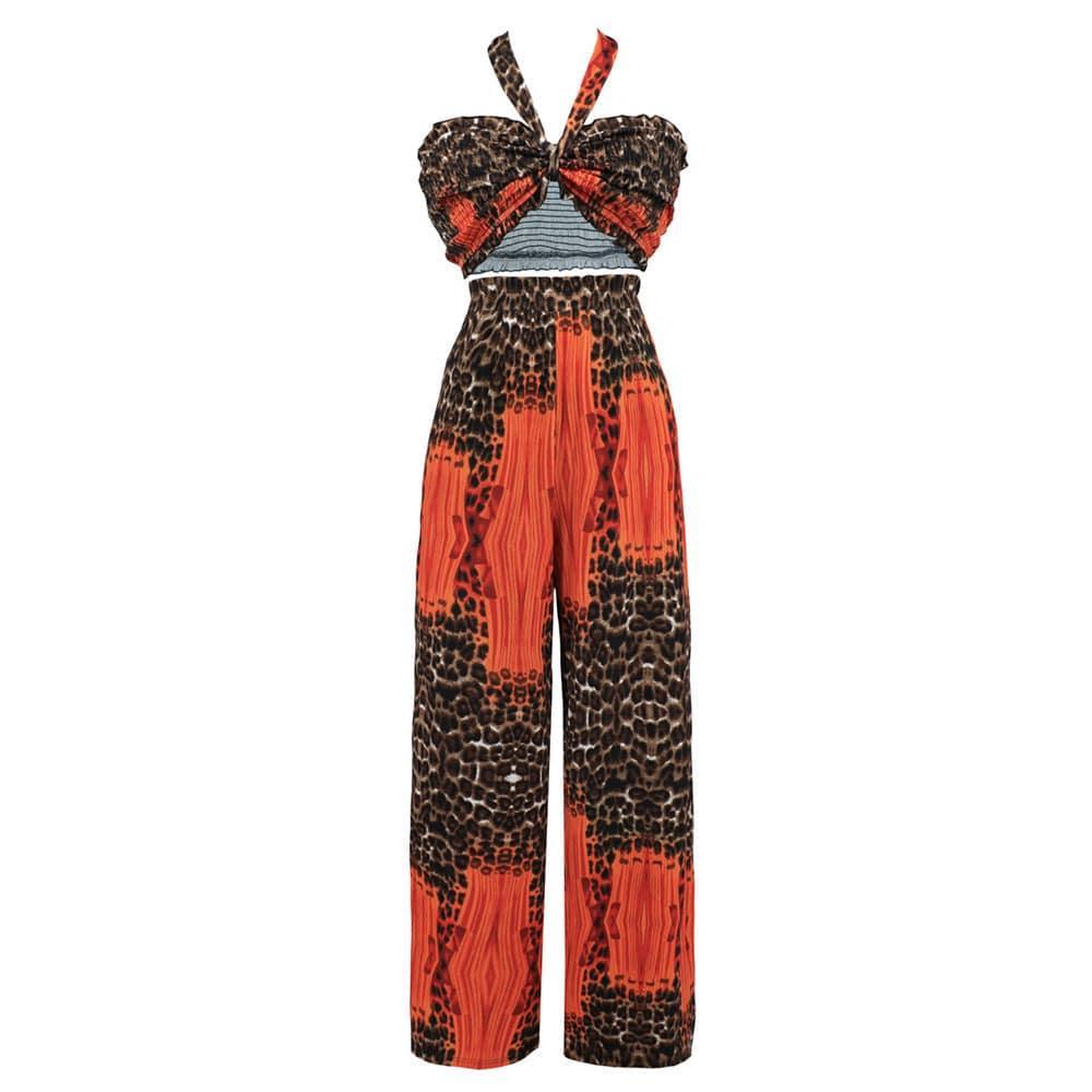 Ava Halter Animal Printed Casual Fashionable Trousers Set - Vestir en Moda