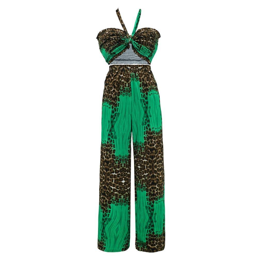 Ava Halter Animal Printed Casual Fashionable Trousers Set - Vestir en Moda